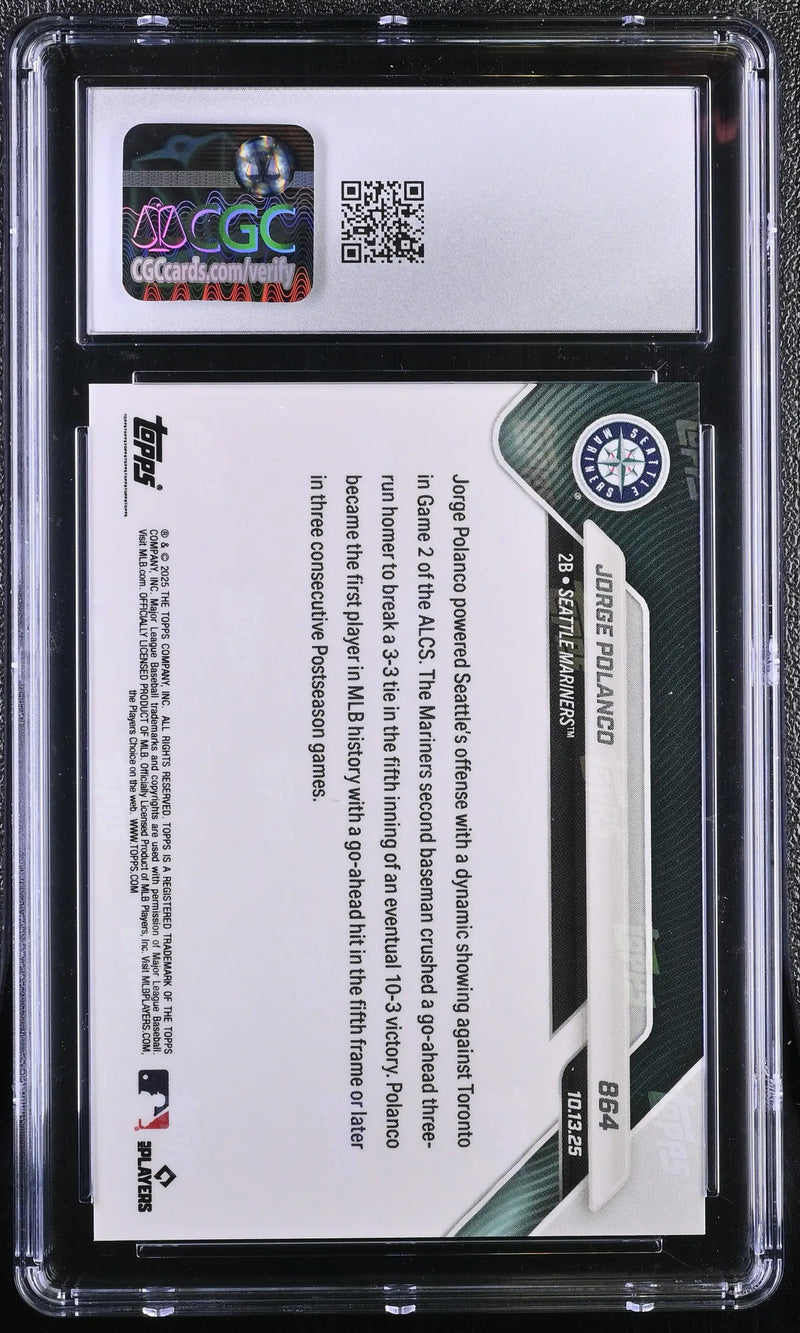 2025 Topps Now Jorge Polanco Card 864 Orange Foil 13/25 CGC 8 NM/Mint - Baseball Card Single