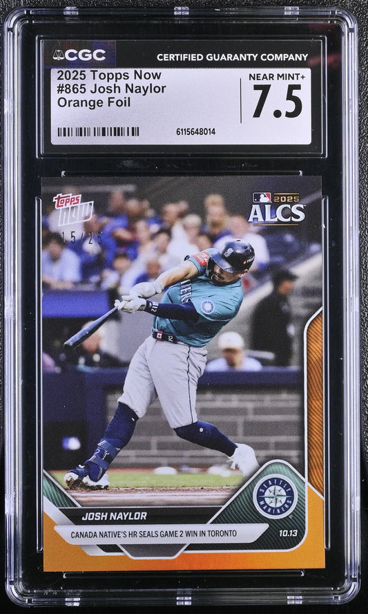 2025 Topps Now Josh Naylor Card 865 Orange Foil 15/25 CGC 7.5 NM+ - Baseball Card Single