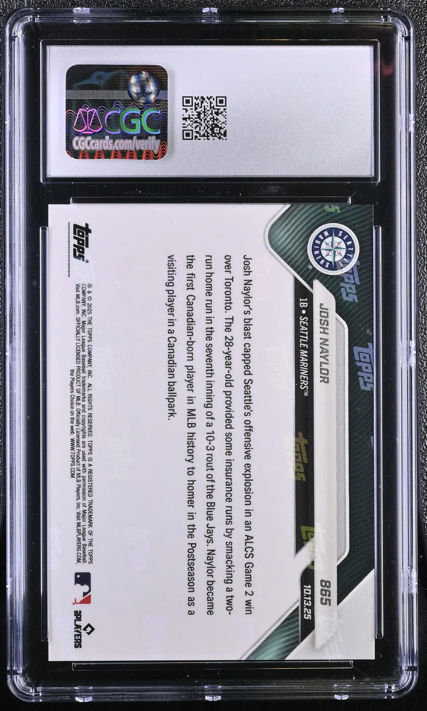 2025 Topps Now Josh Naylor Card 865 Orange Foil 15/25 CGC 7.5 NM+ - Baseball Card Single