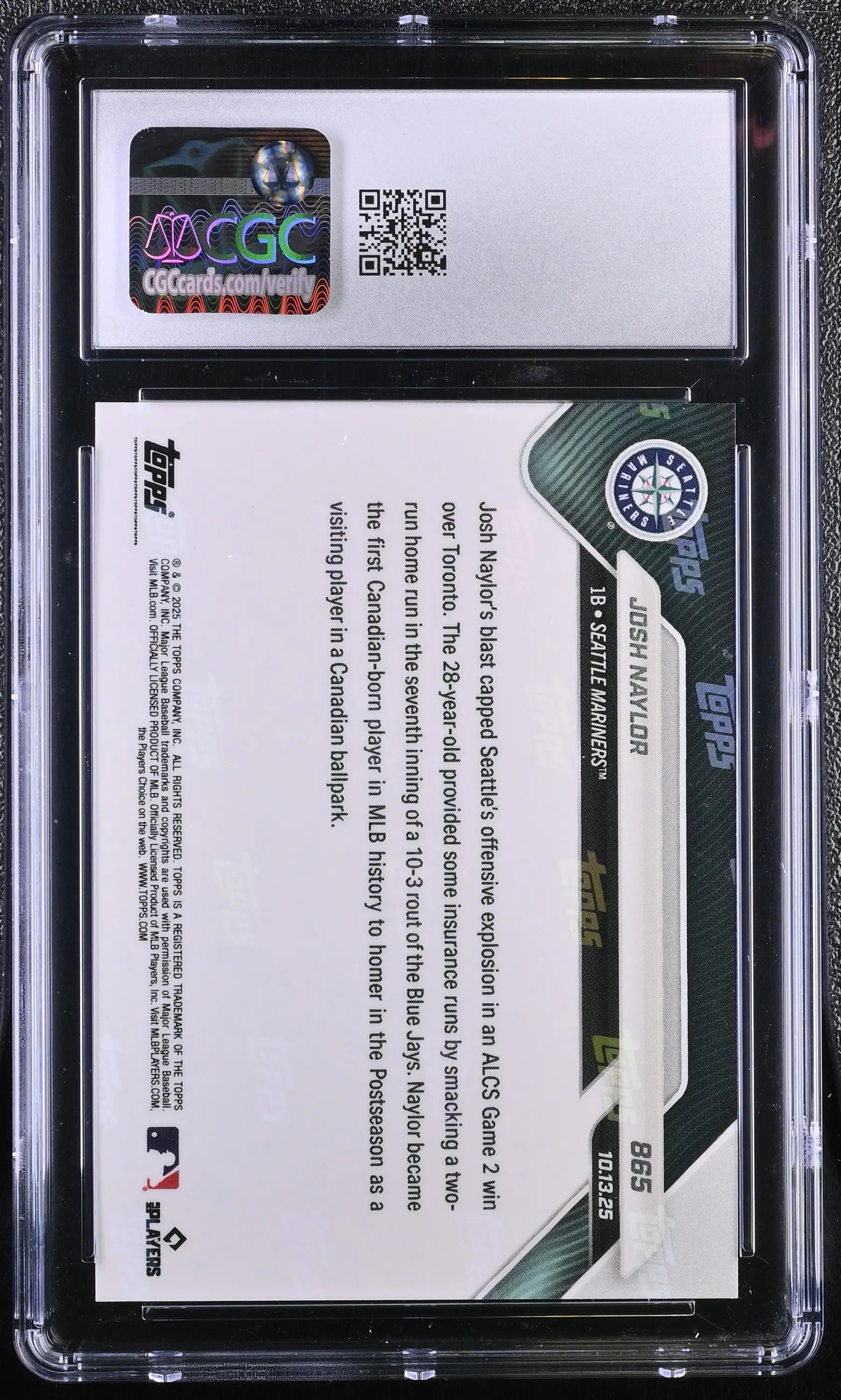 2025 Topps Now Josh Naylor Card 865 Orange Foil 15/25 CGC 7.5 NM+ - Baseball Card Single