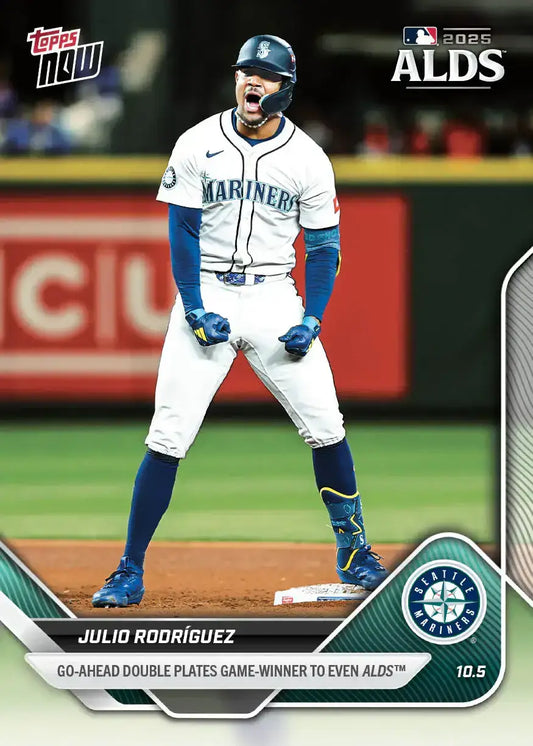 2025 Topps Now Julio Rodriguez Card 830 Go-Ahead Double Plates - Baseball Card Single