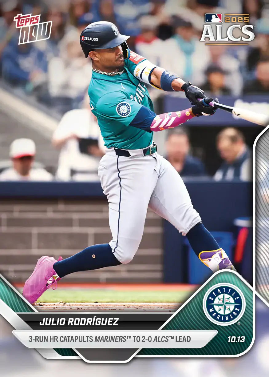 2025 Topps Now Julio Rodriguez Card 863 3-Run HR Seattle Mariners ALCS Lead - Sports Cards - Baseball Single