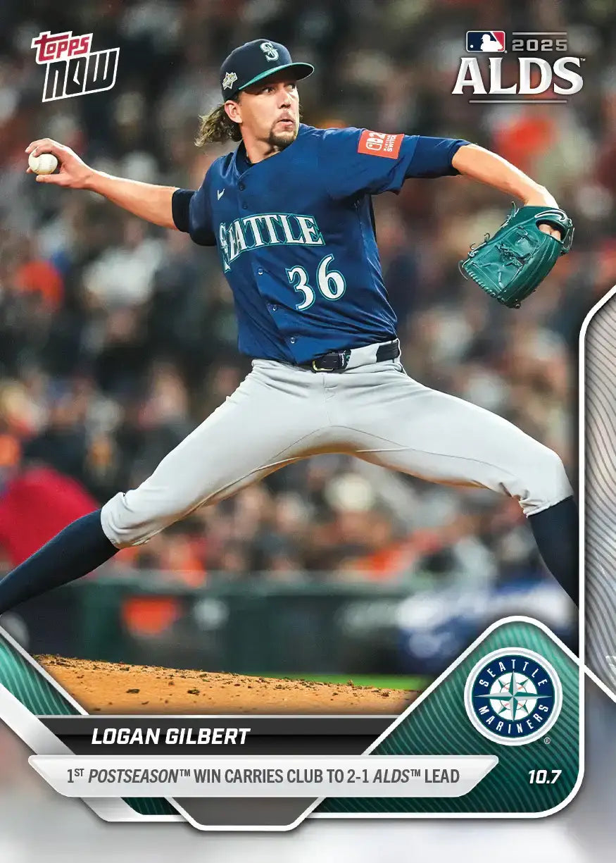 2025 Topps Now Logan Gilbert Card 837 1st Postseason Win - Baseball Card Single