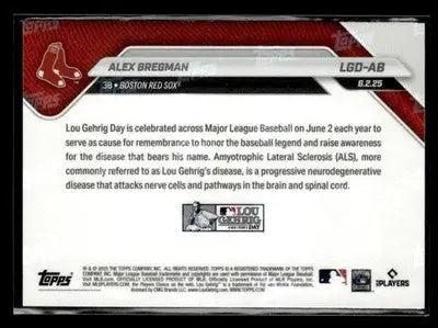 2025 Topps Now Lou Gehrig Day: Presented by Sarah Langs #LGD-AB Alex Bregman - Baseball Card Single