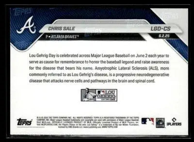 2025 Topps Now Lou Gehrig Day: Presented by Sarah Langs #LGD-CS Chris Sale