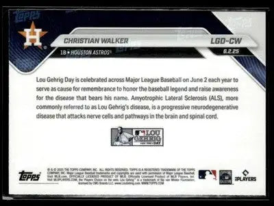 2025 Topps Now Lou Gehrig Day: Presented by Sarah Langs #LGD-CW Christian Walker - Baseball Card Single