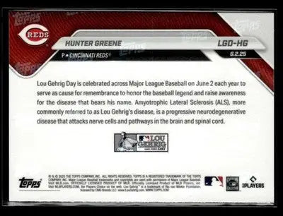 2025 Topps Now Lou Gehrig Day: Presented by Sarah Langs #LGD-HG Hunter Greene - Baseball Card Single