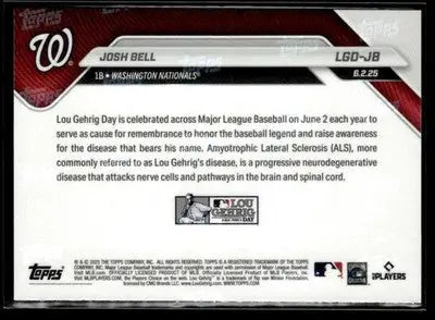 2025 Topps Now Lou Gehrig Day: Presented by Sarah Langs #LGD-JB Josh Bell - Baseball Card Single