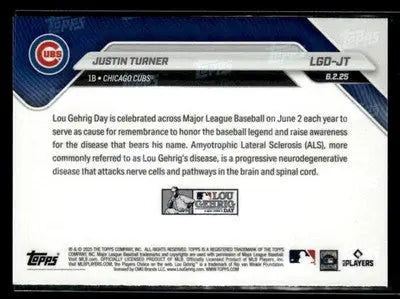 2025 Topps Now Lou Gehrig Day: Presented by Sarah Langs #LGD-JT Justin Turner - Baseball Card Single