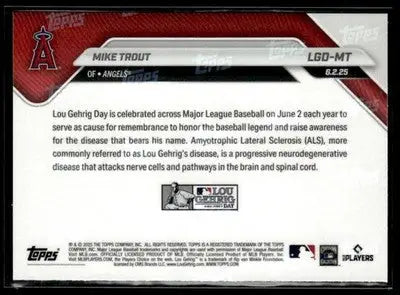 2025 Topps Now Lou Gehrig Day: Presented by Sarah Langs #LGD-MT Mike Trout - Baseball Card Single