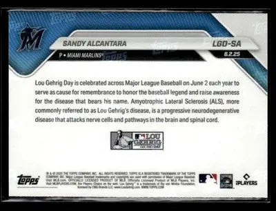 2025 Topps Now Lou Gehrig Day: Presented by Sarah Langs #LGD-SA Sandy Alcantara - Baseball Card Single