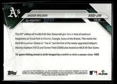 2025 Topps Now MLB All-Star Game #ASG-JW Jacob Wilson