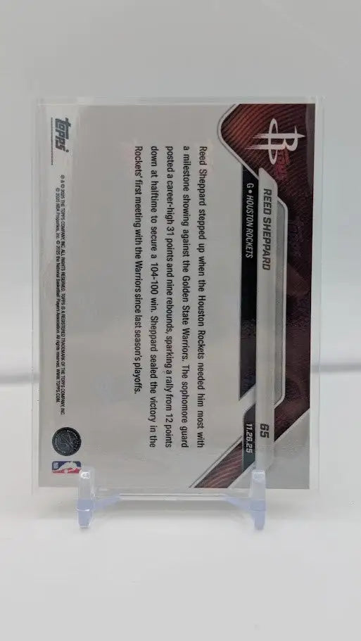 2025 Topps Now NBA Gold Foil Parallel #65 Reed Sheppard Rockets /50 - Basketball Card Single