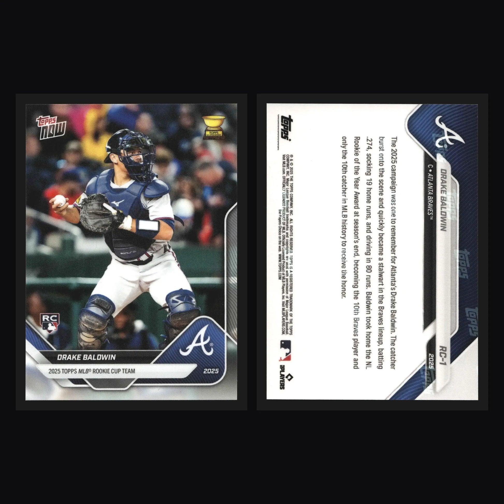 2025 Topps NOW #RC-1 Drake Baldwin Braves RC MLB Rookie Cup