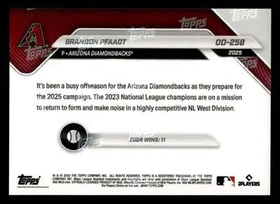 2025 Topps Now Road to Opening Day Arizona Diamondbacks #OD-258 Brandon Pfaadt - Baseball Card Single