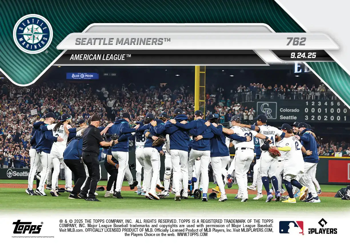 2025 Topps Now Seattle Mariners Division Title Card 762 - Baseball Card Single