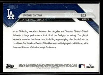 2025 Topps Now Shohei Ohtani #903 3rd Multi HR Game Los Angeles Dodgers