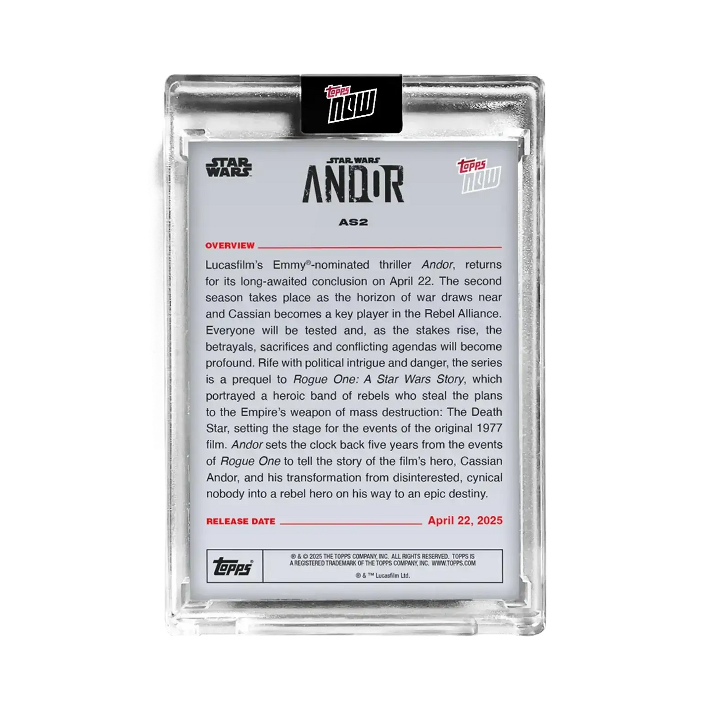 2025 Topps Now Star Wars Andor Season 2 Card AS2 - Star Wars Card Single
