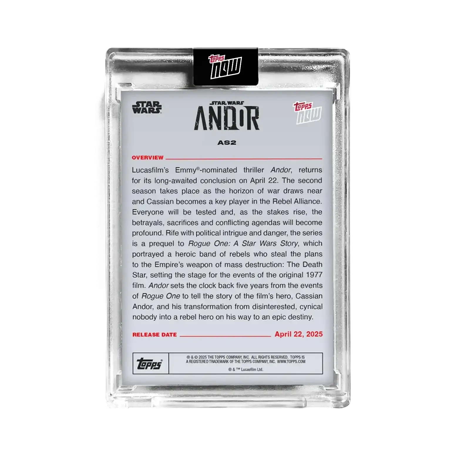 2025 Topps Now Star Wars Andor Season 2 Card AS2 - Star Wars Card Single