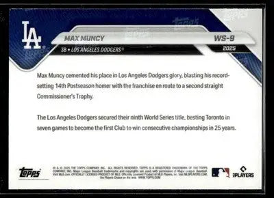2025 Topps Now World Series Champions LA Dodgers Max Muncy #WS-9