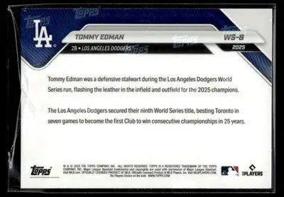 2025 Topps Now World Series Champions LA Dodgers Tommy Edman #WS-8