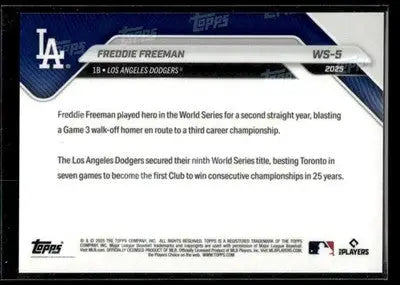 2025 Topps Now World Series Champions Los Angeles Dodgers Freddie Freeman #WS-5
