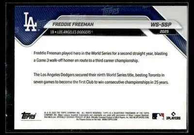 2025 Topps Now WS Champions Los Angeles Dodgers Freddie Freeman #WS-5SP