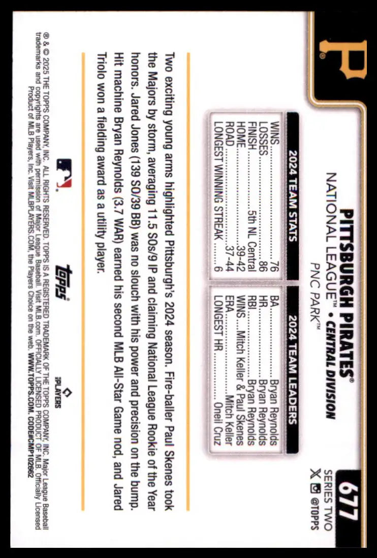 2025 Topps Pittsburgh Pirates 677 Athletics NM - Baseball Card Single