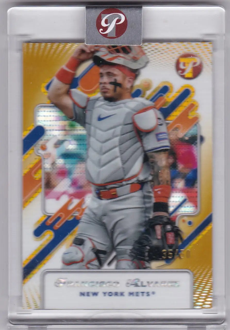 2025 Topps Pristine #196 Francisco Alvarez Encased Mets Gold Refractor /50 - Baseball Card Single