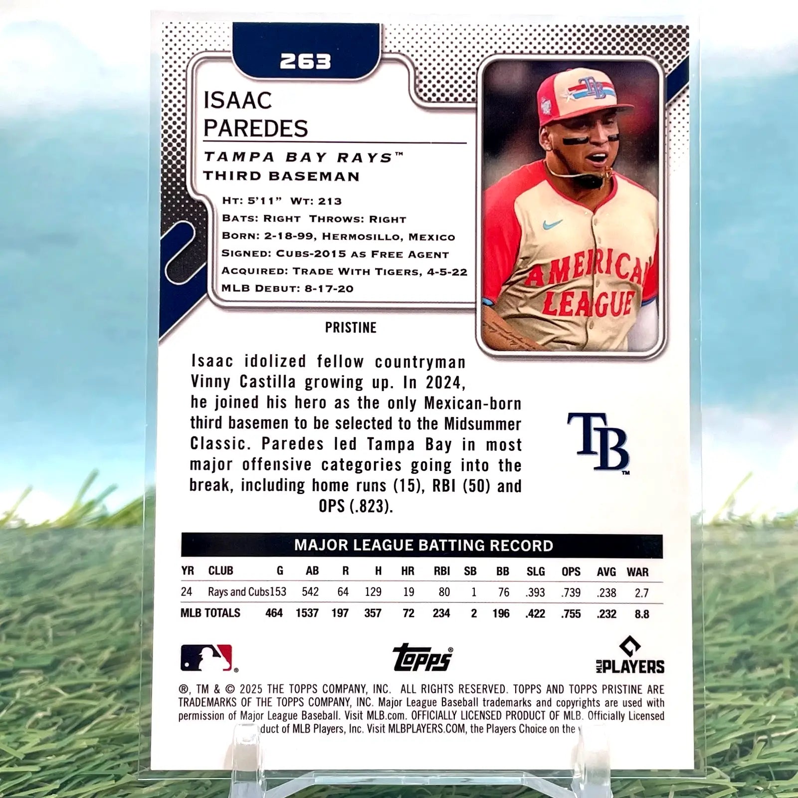2025 Topps Pristine #263 Isaac Paredes Blue Refractor /75 Rays All-Star - Baseball Card Single