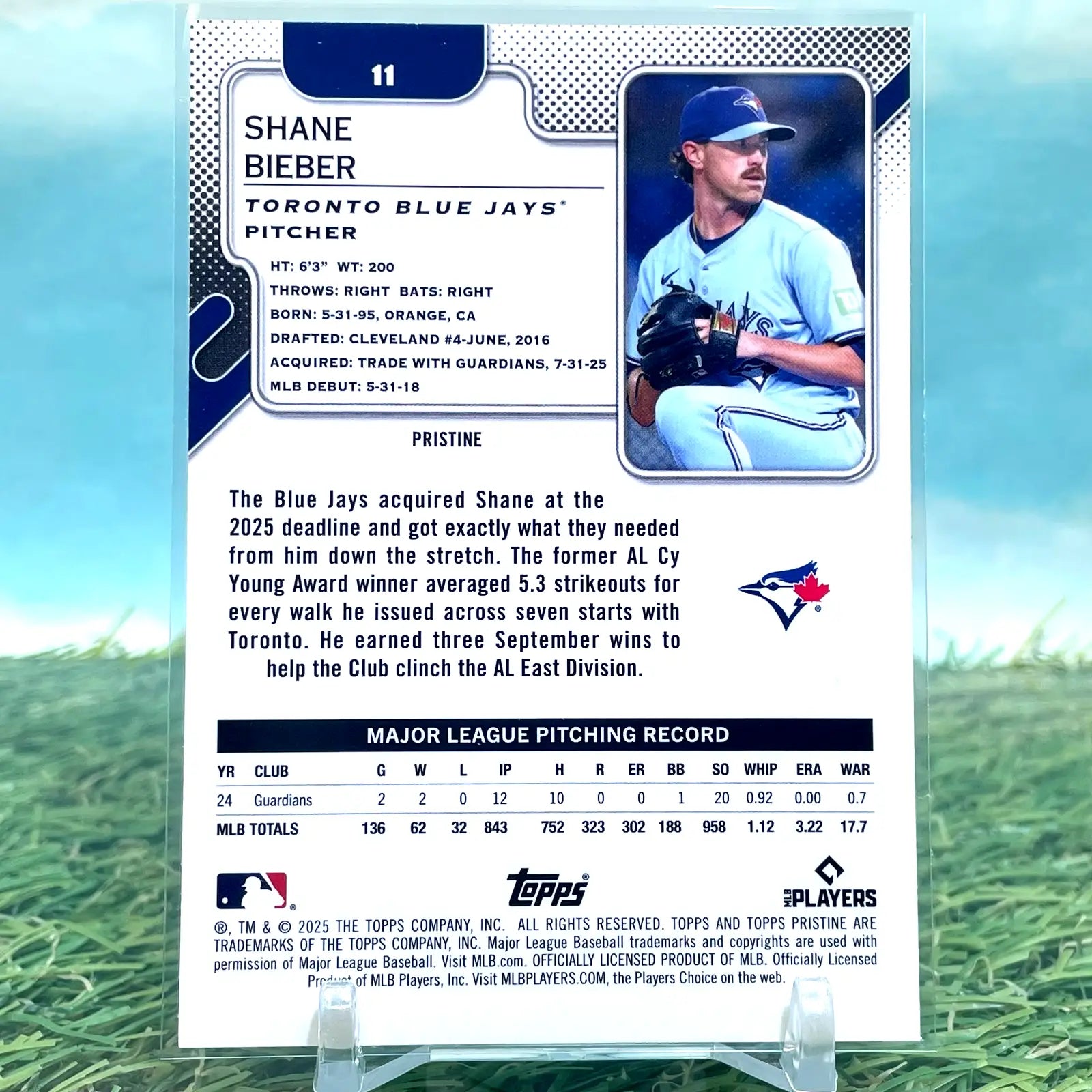 2025 Topps Pristine Aqua Encased #11 Shane Bieber /199