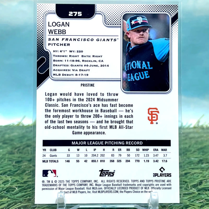2025 Topps Pristine Logan Webb Aqua Refractor /199 #275