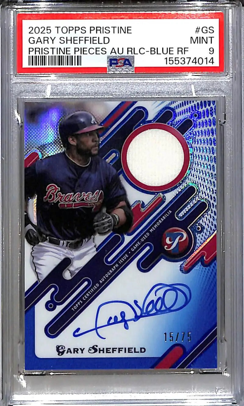 2025 Topps Pristine Pieces Blue #PPAR-GS Gary Sheffield PSA 9 MINT MEM Auto 15/75 Atlanta Braves - Baseball Card Single