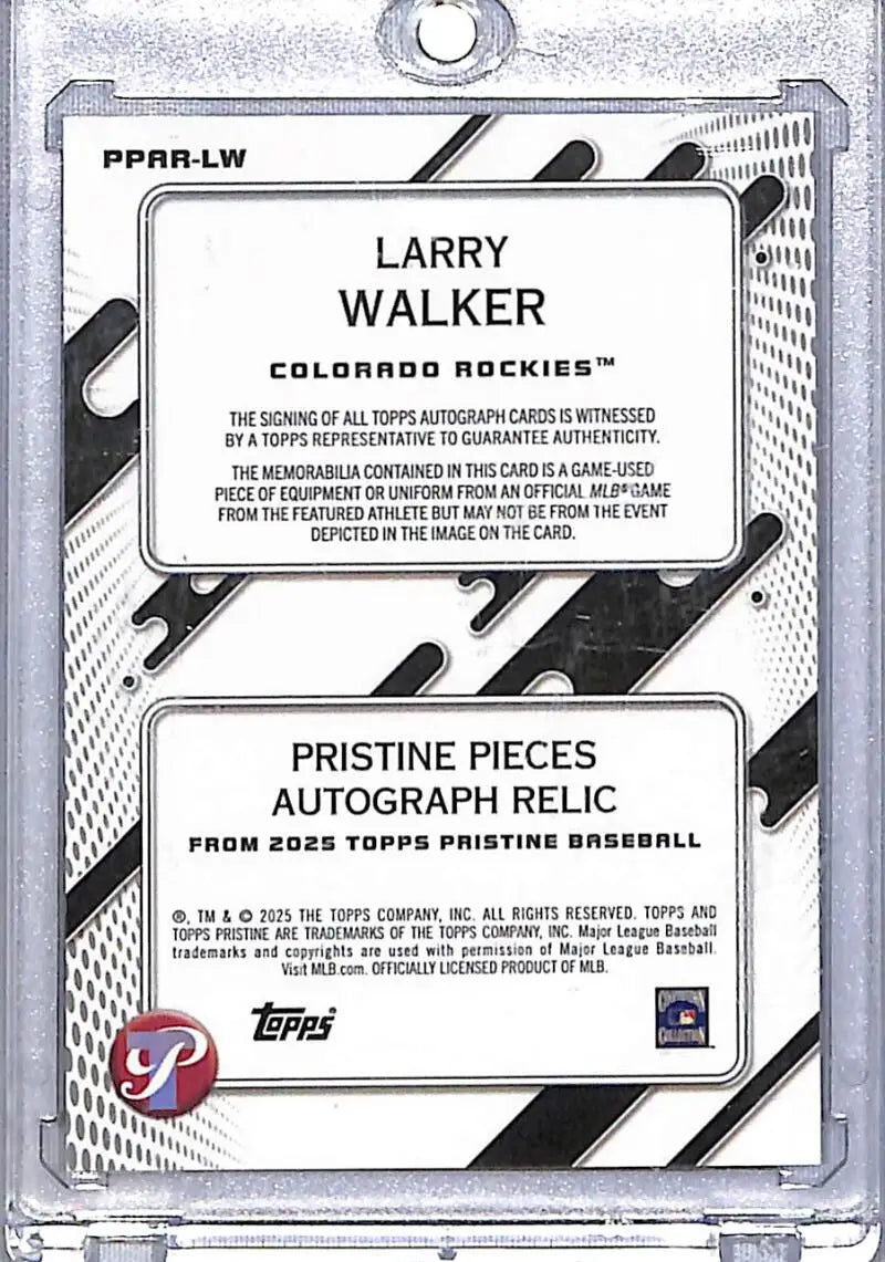 2025 Topps Pristine Pieces Gold #PPAR-LW Larry Walker NM-MT MEM Auto 47/50 Colorado Rockies - Baseball Card Single