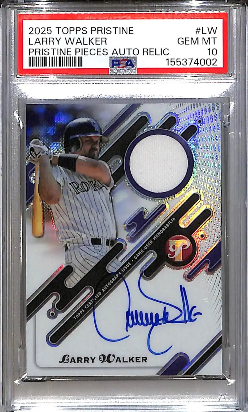 2025 Topps Pristine Pieces #PPAR-LW Larry Walker PSA 10 GEM MINT MEM Auto Colorado Rockies - Baseball Card Single