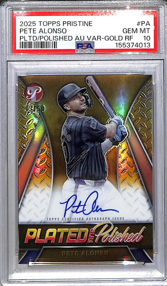 2025 Topps Pristine Plated and Polished Gold #PAPAV-PA Pete Alonso PSA 10 GEM MINT Auto 19/50 New York Mets - Baseball