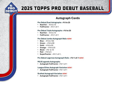 2025 Topps Pro Debut Baseball Hobby Jumbo Box | Columbia Sports Cards - Sports Card Hobby Boxes