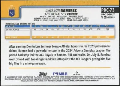 2025 Topps Pro Debut Chrome #PDC-73 Ramon Ramirez ACL Royals - Baseball Card Single