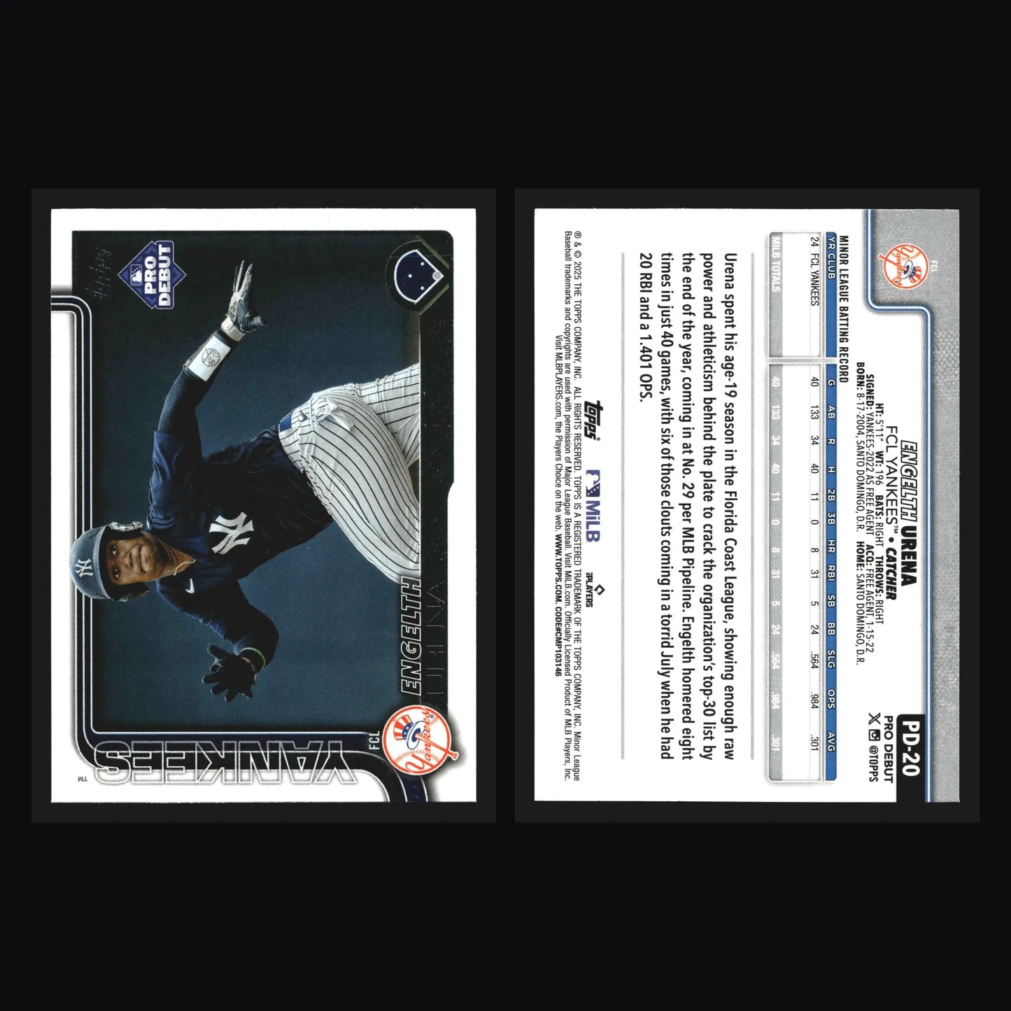 2025 Topps Pro Debut Engelth Urena #PD-20 FCL Yankees - Baseball Card Single