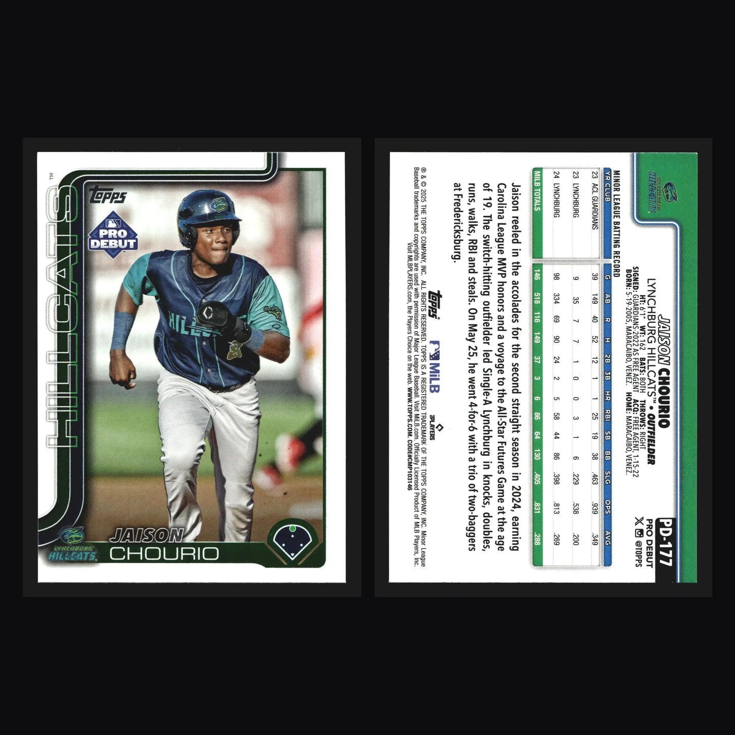 2025 Topps Pro Debut Jaison Chourio #PD-177 Lynchburg Hillcats - Baseball Card Single