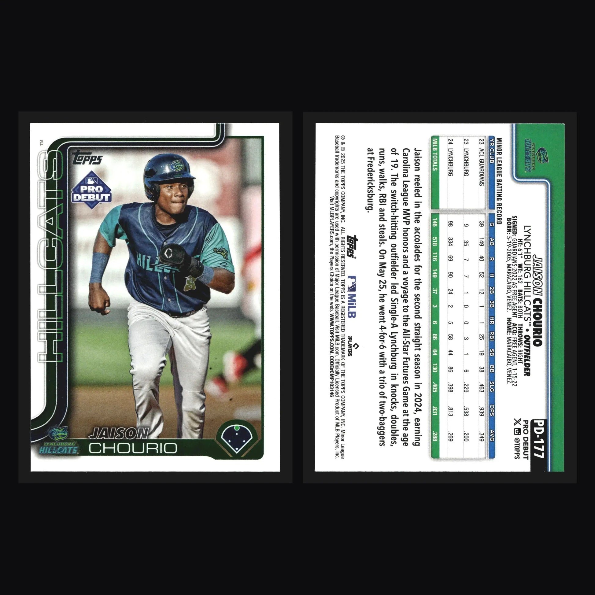 2025 Topps Pro Debut Jaison Chourio #PD-177 Lynchburg Hillcats - Baseball Card Single