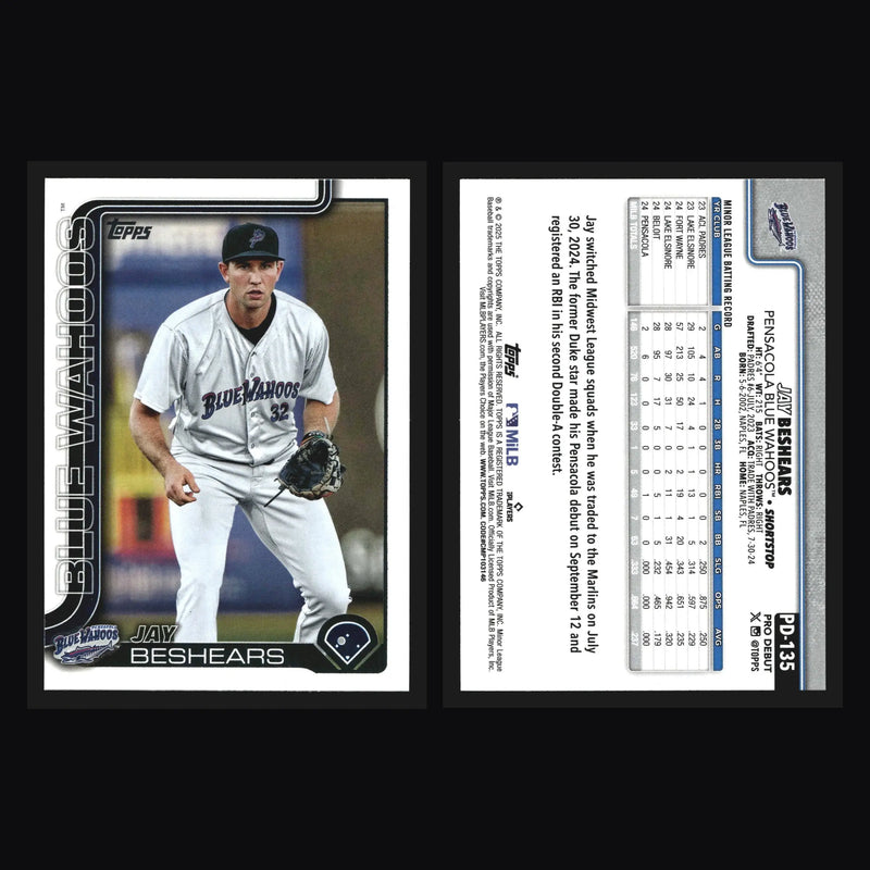 2025 Topps Pro Debut Jay Beshears #PD-135 Pensacola Blue Wahoos - Baseball Card Single