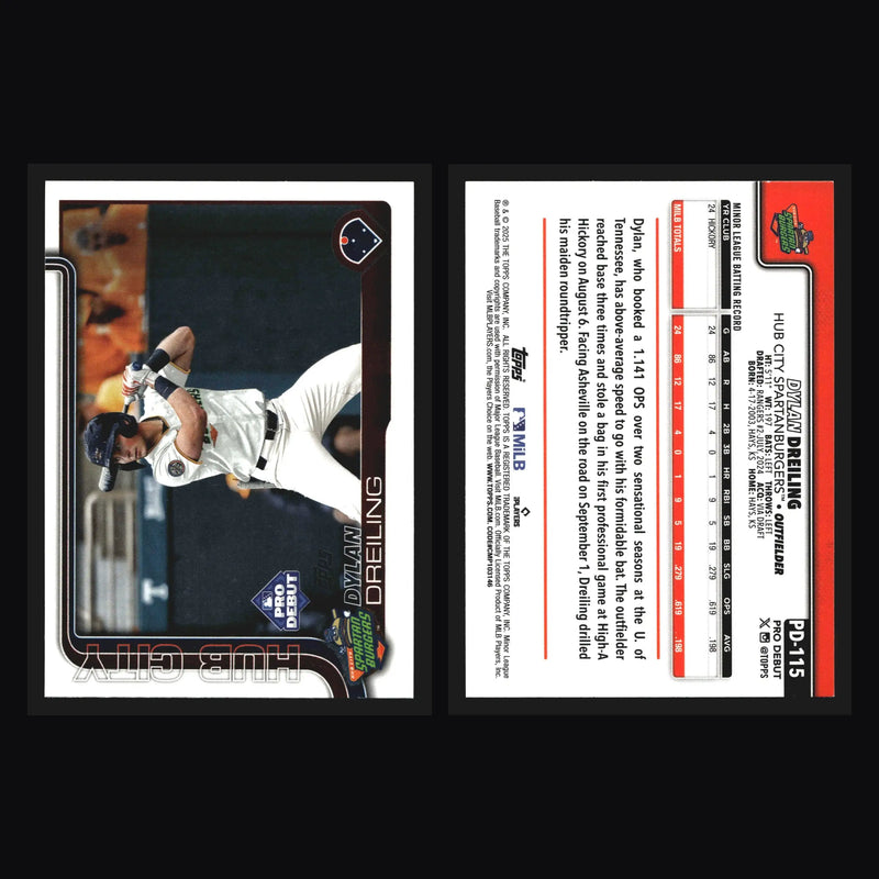 2025 Topps Pro Debut #PD-115 Dylan Dreiling Hub City Spartanburgers Rangers