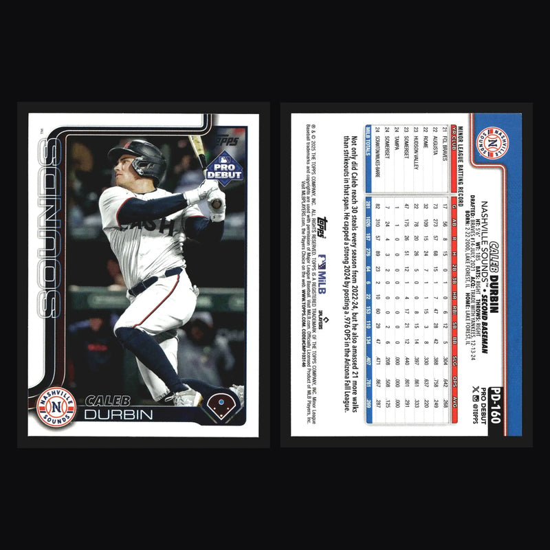 2025 Topps Pro Debut #PD-160 Caleb Durbin Nashville Sounds Brewers Prospect