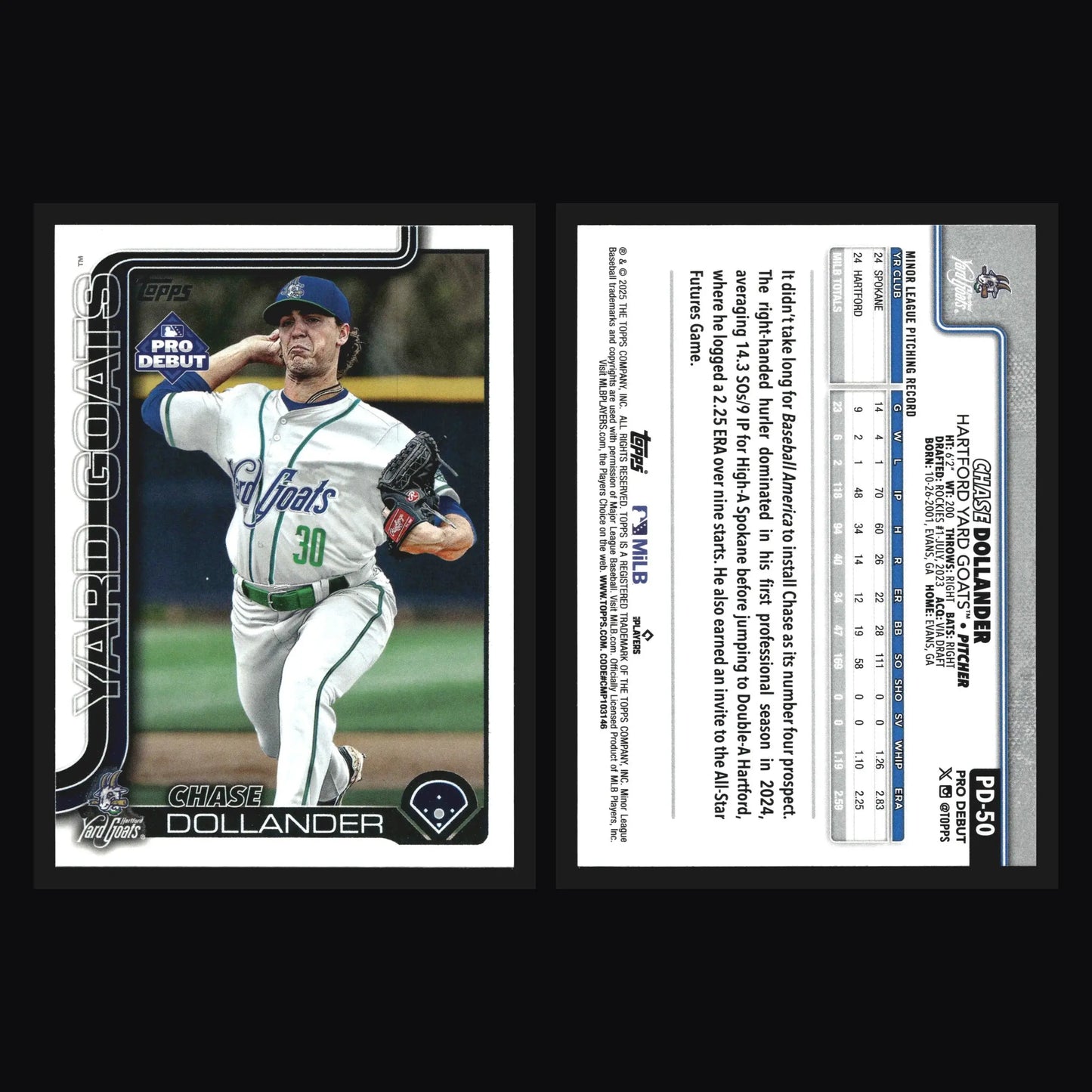 2025 Topps Pro Debut #PD-50 Chase Dollander Hartford Yard Goats Rockies