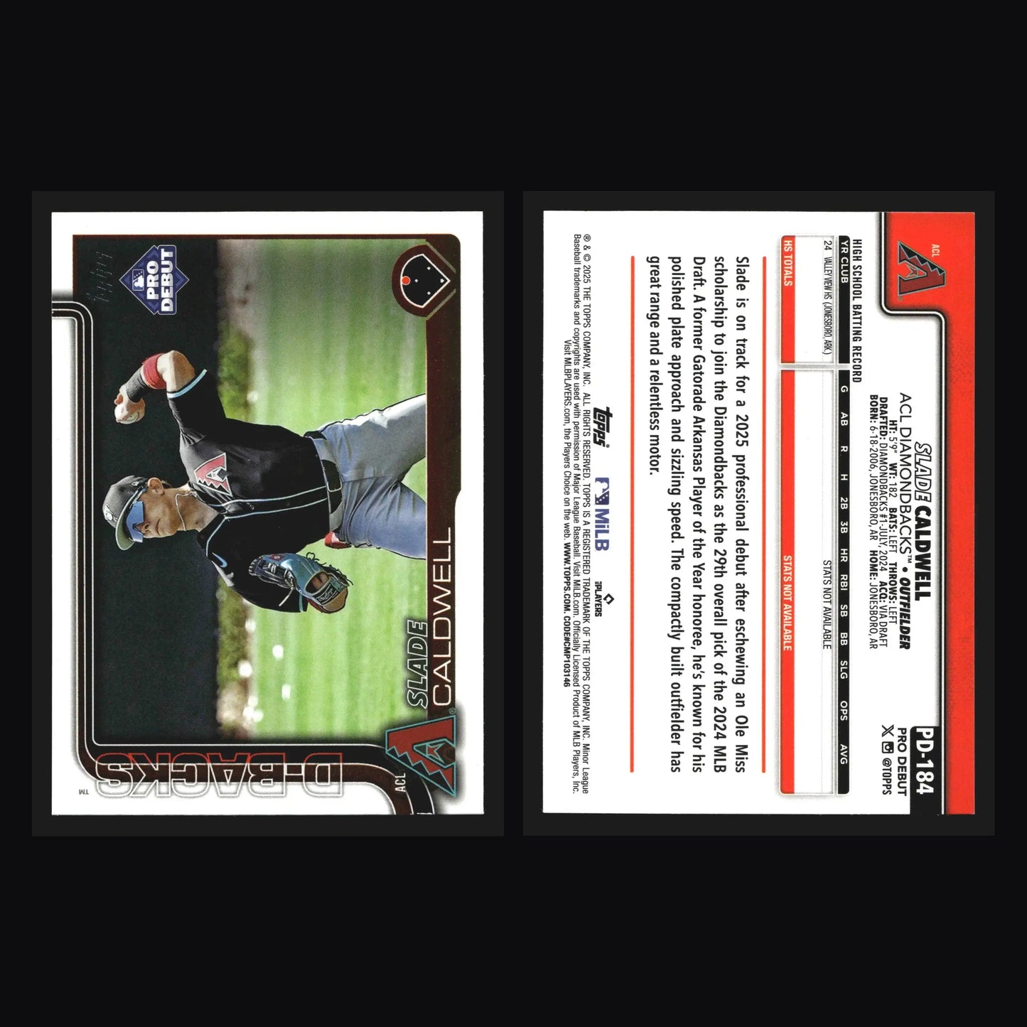 2025 Topps Pro Debut Slade Caldwell #PD-184 ACL Diamondbacks - Baseball Card Single