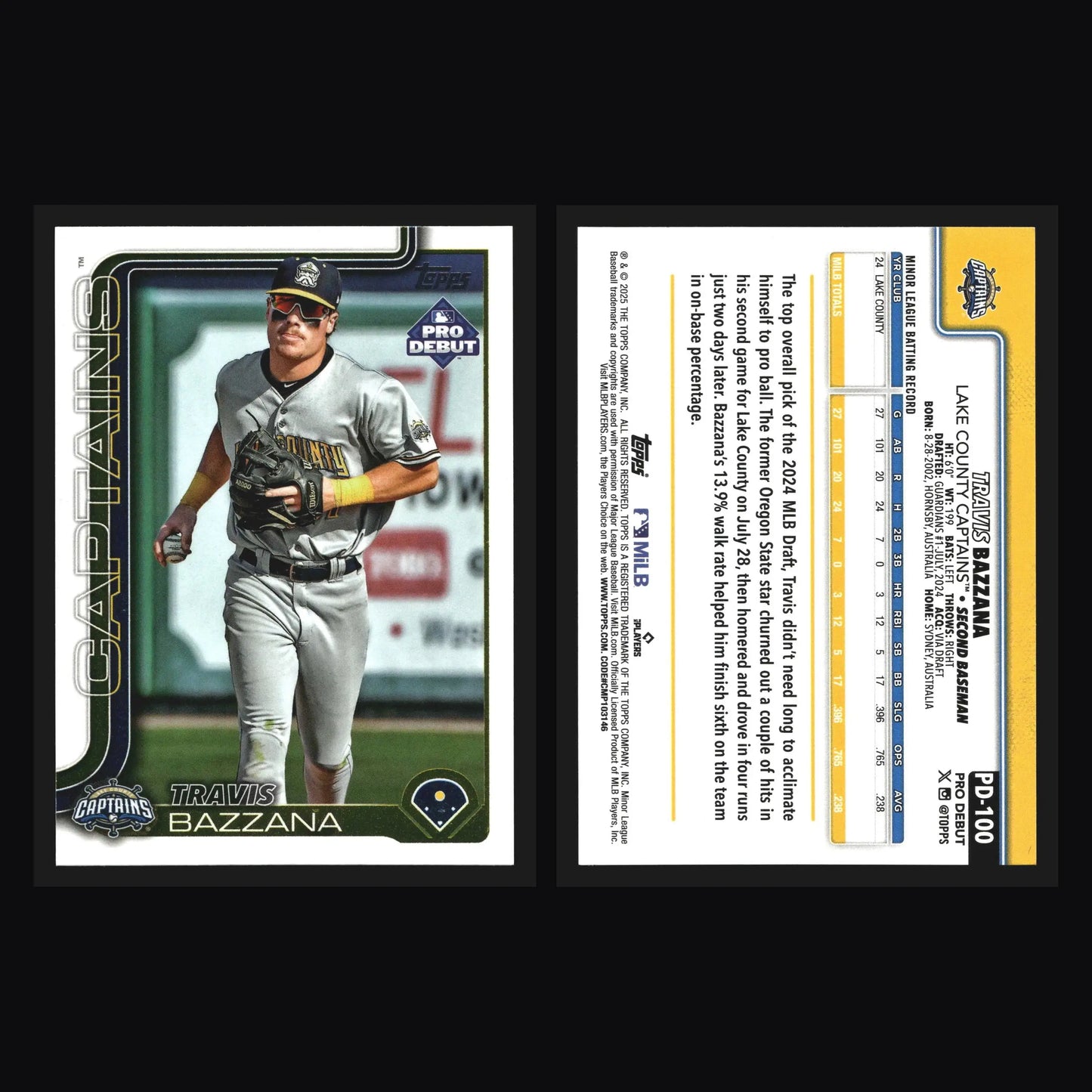 2025 Topps Pro Debut Travis Bazzana #PD-100 Lake County Captains - Baseball Card Single