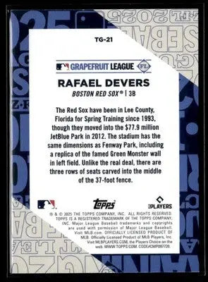 2025 Topps Rafael Devers #TG-21 Training Grounds Boston Red Sox