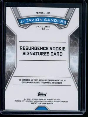 2025 Topps Resurgence Rookie Signatures Ja’Tavion Sanders #RRS-JS Autograph RC - Football Card Single