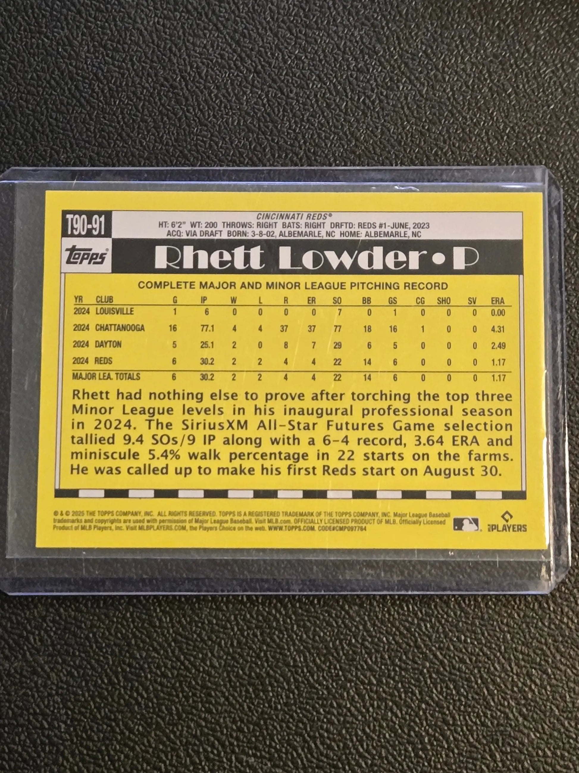 2025 Topps Rhett Lowder 1990 Topps Baseball 35th Anniversary (Series One) - Baseball Card Single